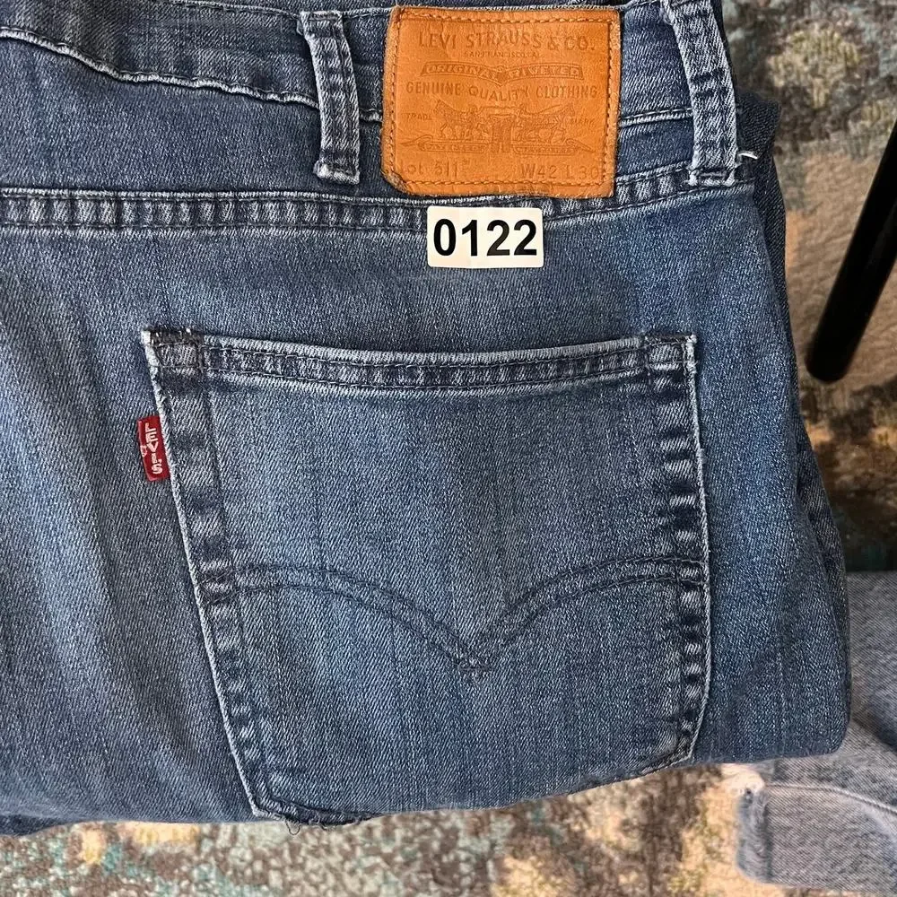 Levis 511 Jeans Mens 42x30 Blue Denim San Francisco Premium Big E Dark‎ Wash